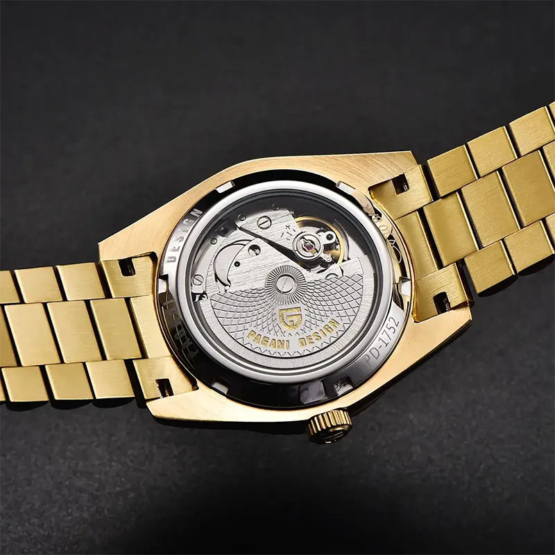 Pagani Design PD-1752 Day-Date Black Dial Gold-tone Men's Watch